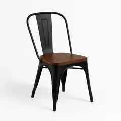 KLIK - Silla Tolix de Comedor o Terraza asiento Madera Oscura Walnut Negra