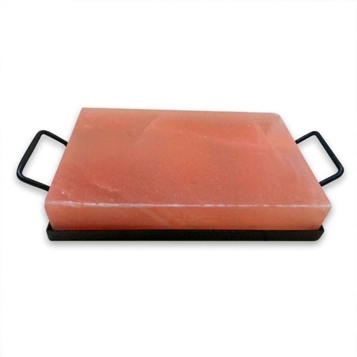 GENERICO - Tabla de Sal Rosada del Himalaya Rectangular con Bandeja de Metal