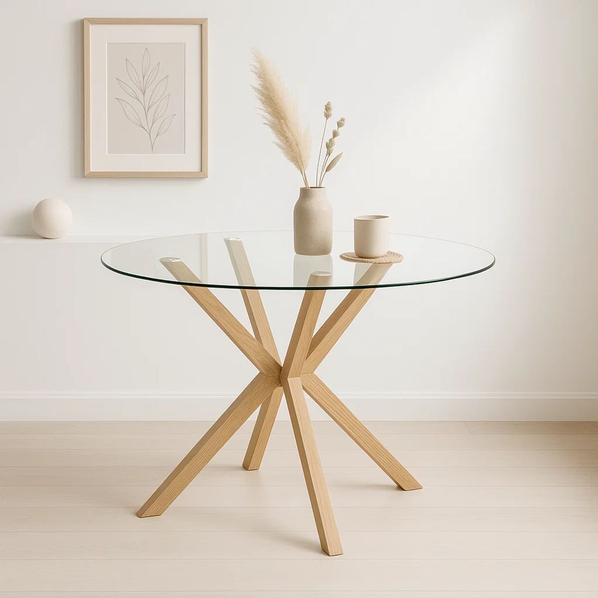 KLIK - Mesa de comedor redonda de vidrio Cross 120cm KLIK