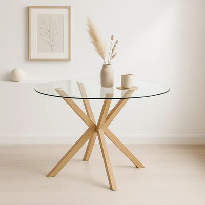 Imagen 2 del producto Mesa de comedor redonda de vidrio Cross 120cm