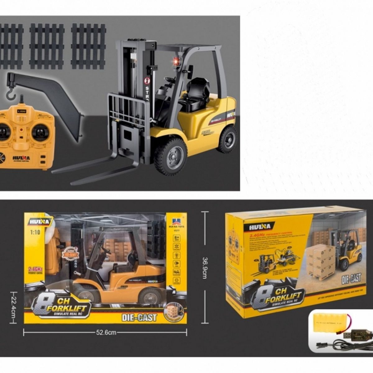 GENERICO - HUINA 1577 1-10 8CH RC ALLOY FORKLIFT TRUCK
