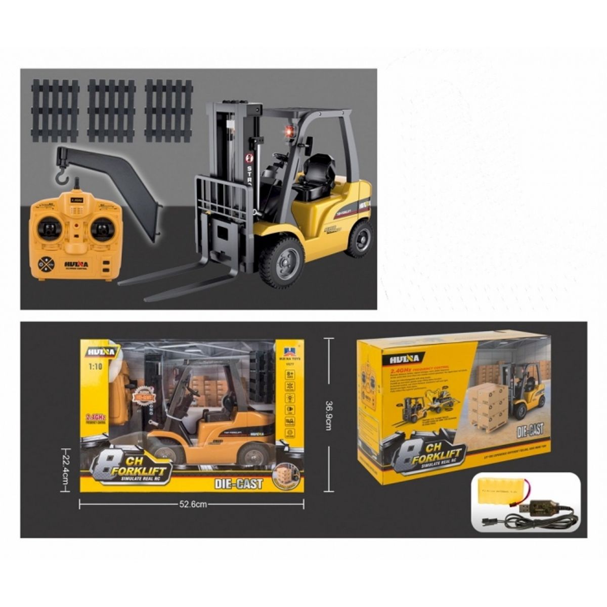 GENERICO - HUINA 1577 1-10 8CH RC ALLOY FORKLIFT TRUCK