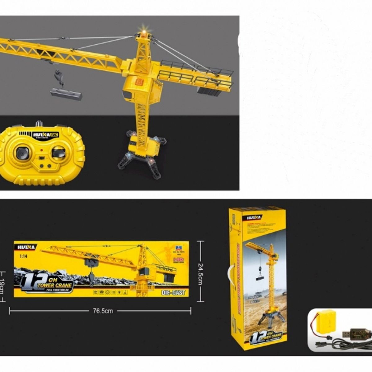 GENERICO - HUINA 1585 1:14 12CH RC ALLOY HEAD TOWER CRANE