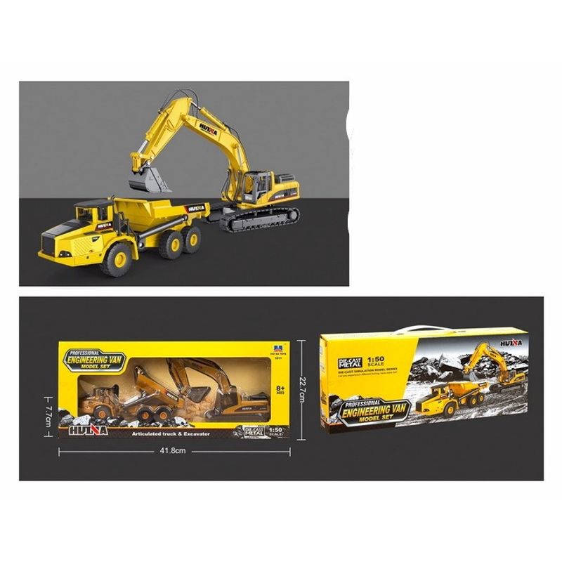 GENERICO - HUINA 1611 1-50 DIE CAST METAL COMBINATION OF EXCAVATOR +