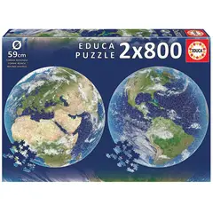 EDUCA - 19039 2X PUZZLE 800 PIEZAS ROUND PUZZLES EARTH