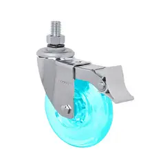 GENERICO - Pack 2 Ruedas Gel 100mm con freno - Azul - Hilo 3/8"- Para muebles