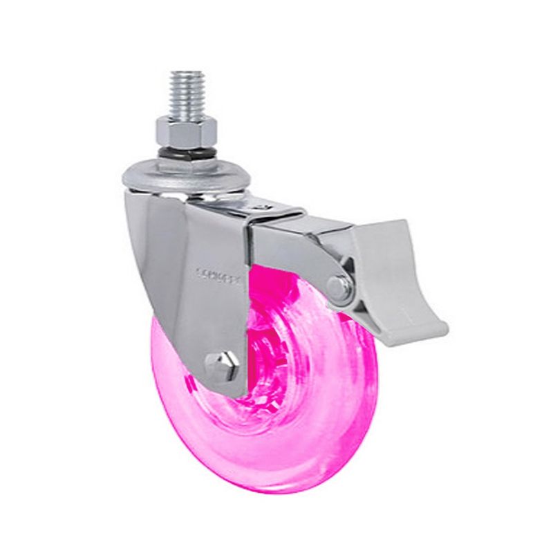 GENERICO - Pack 2 Ruedas Gel 100mm con freno - Rosado - Hilo 3/8"- Para muebles