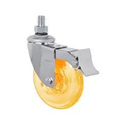 GENERICO - Pack 2 Ruedas Gel 100mm con freno - Naranjo - Hilo 3/8"- Para muebles