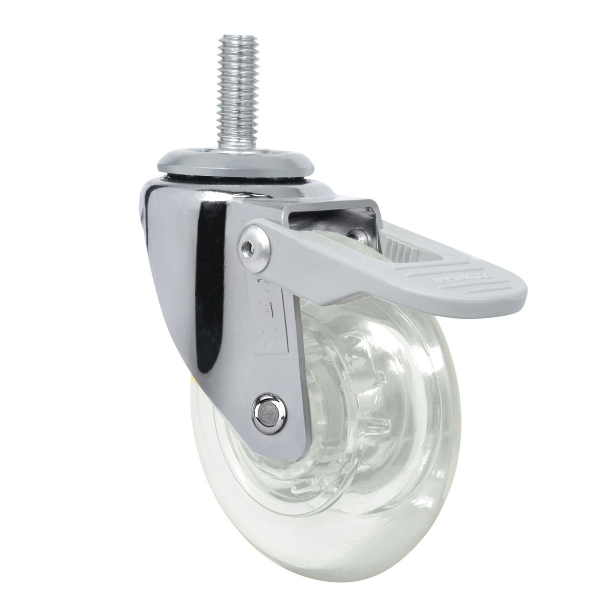 GENERICO - Pack 2 Ruedas Gel 75mm - Transparente - Hilo 3/8" con freno- Para muebles