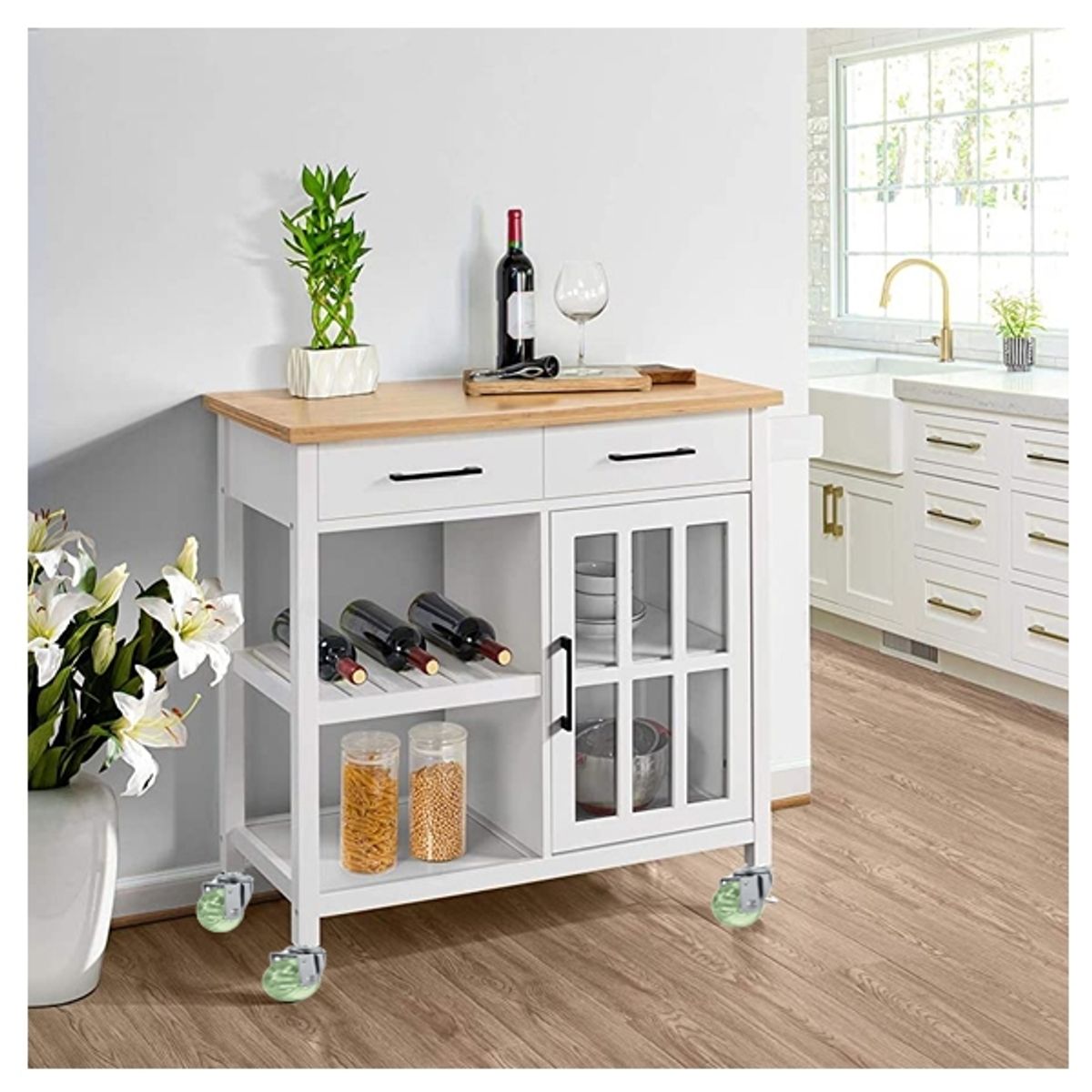 GENERICO - Pack 2 Ruedas Gel 75mm - Transparente - Hilo 3/8" con freno- Para muebles