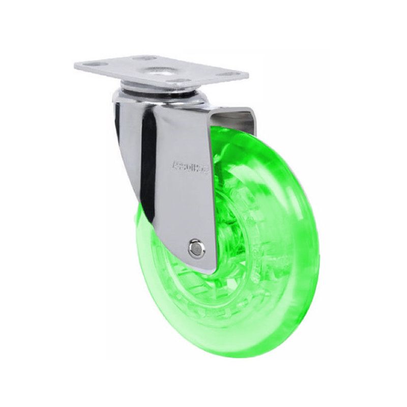 GENERICO - Pack 2 Ruedas Gel 100mm - Verde - Base Giratoria- Para muebles
