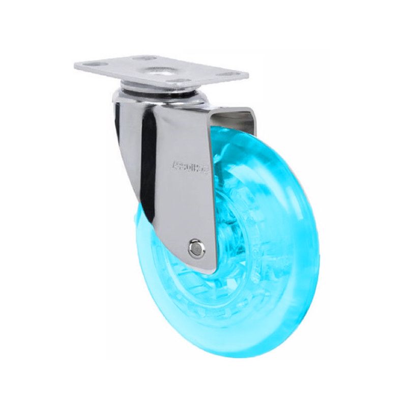 GENERICO - Pack 2 Ruedas Gel 100mm - Azul - Base Giratoria- Para muebles