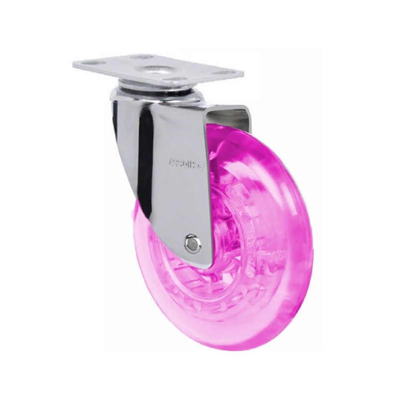 GENERICO - Pack 2 Ruedas Gel 100mm - Rosado - Base Giratoria - Para muebles
