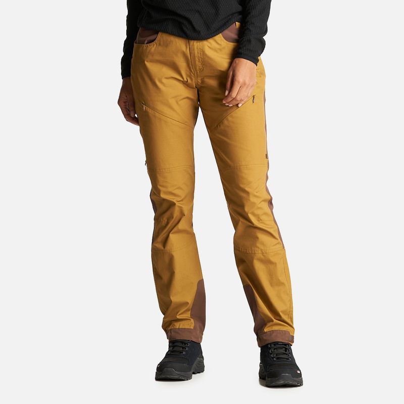 HAKA HONU - Pantalon Mujer Boina Negra Mostaza Oscuro Haka Honu