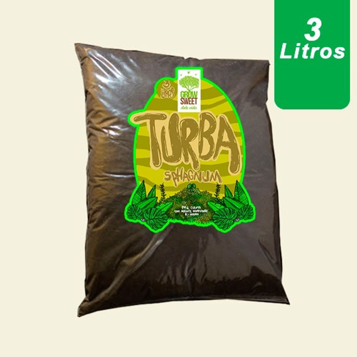 GROW SWEET - Turba Rubia Sphagnum Sin Fertilizar, Semillera, 3 Litros