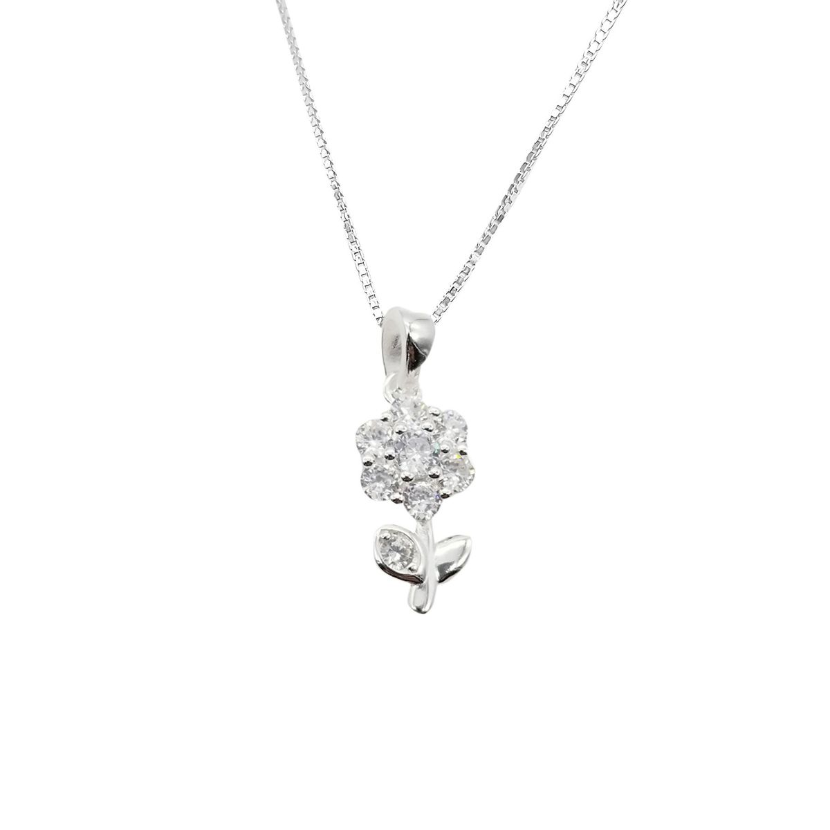 ANDREA COGGIOLA JOYAS - Collar Flor Circón Plata Fina 925