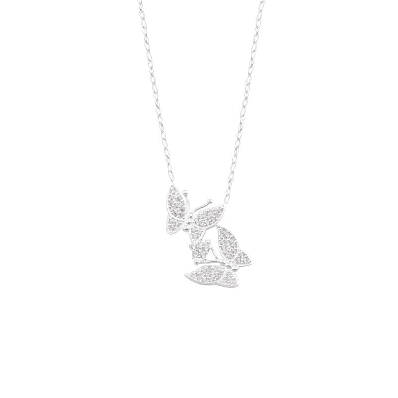 ANDREA COGGIOLA JOYAS - Collar Mariposas Unidas Circón Plata Fina 925