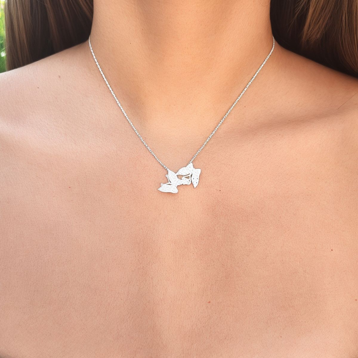 ANDREA COGGIOLA JOYAS - Collar Mariposas Unidas Circón Plata Fina 925