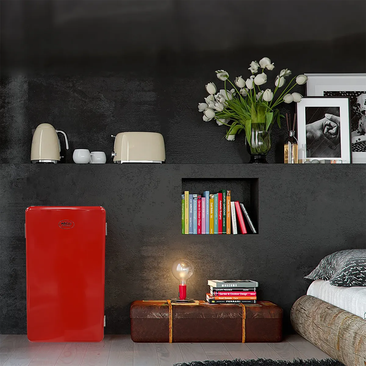 MAIGAS - Frigobar Retro 93 LT Rojo High Cooling HS-121LR