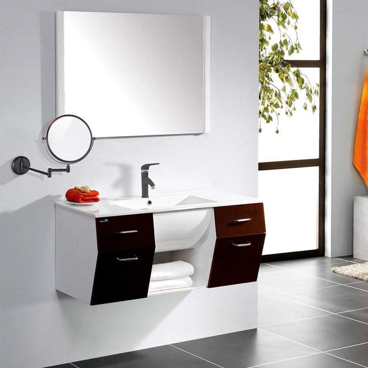 MIABU - Espejo Cosmético Articulado Abatible Aumento Negro