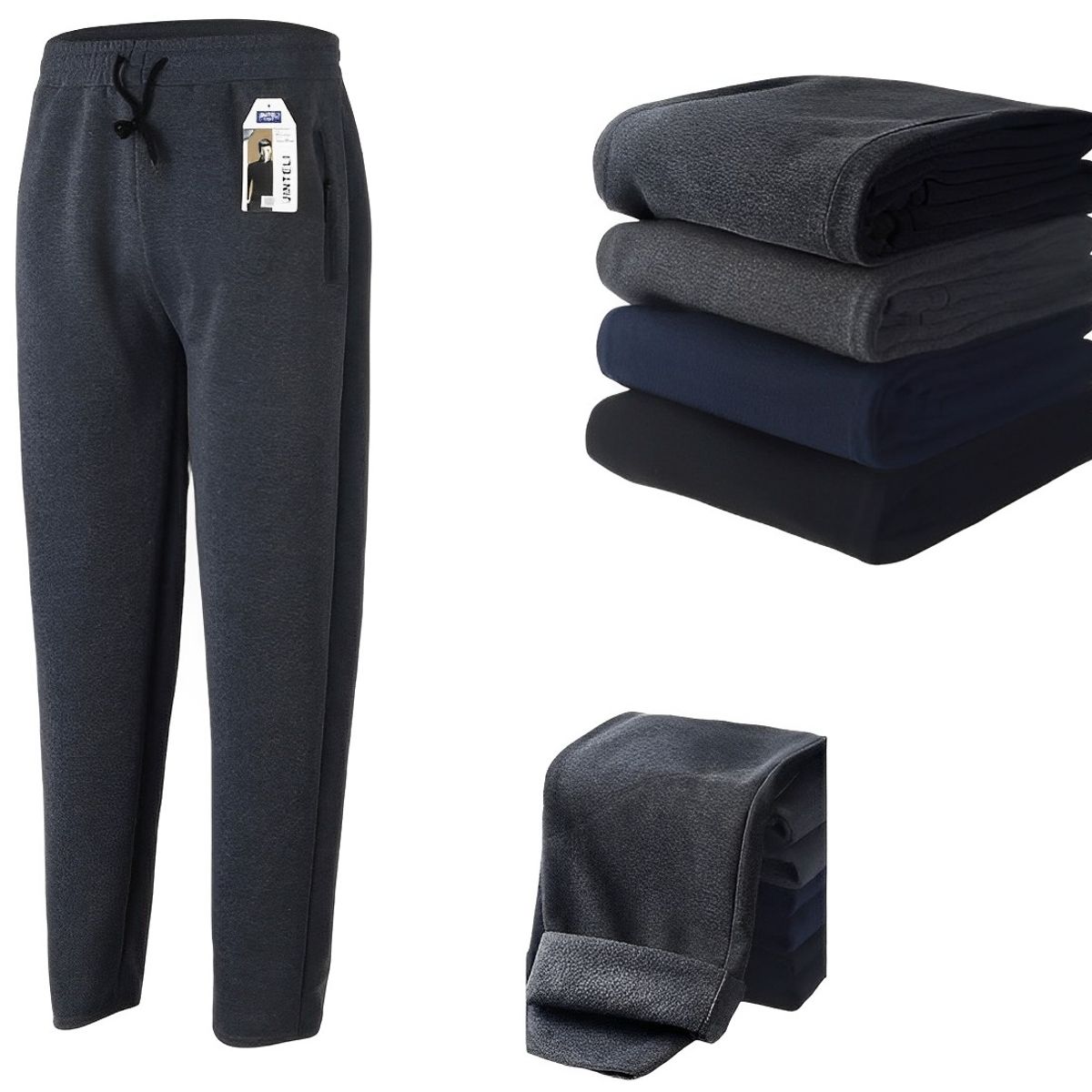 AGW - Pack 3 Pantalones Buzo Hombre Forrado Polar /sin Puño