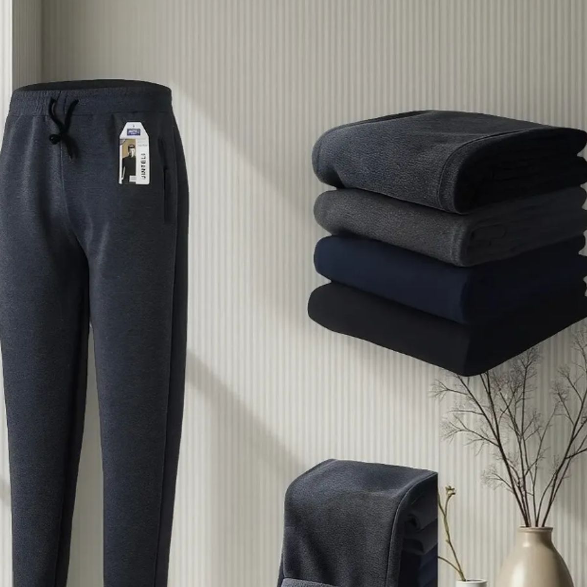 AGW - Pack 3 Pantalones Buzo Hombre Forrado Polar /sin Puño