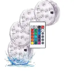 GENERICO - Pack 4 Luces Para Piscina Sumergibles 16 Colores Control