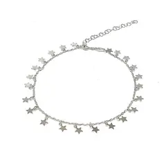 ANDREA COGGIOLA JOYAS - Tobillera Eslabón Limado Estrellas Colgantes Plata Fina 925