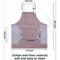 GENERICO - Delantal De Cocina Impermeable Rayas Ajustable Con Bolsillo Marron