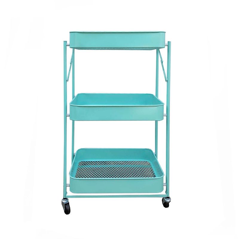 MOBITAT - Carro Organizador Plegable con Ruedas Celeste Mobitat