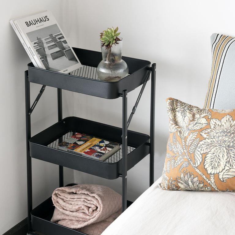 Carro Organizador Plegable con Ruedas Negro