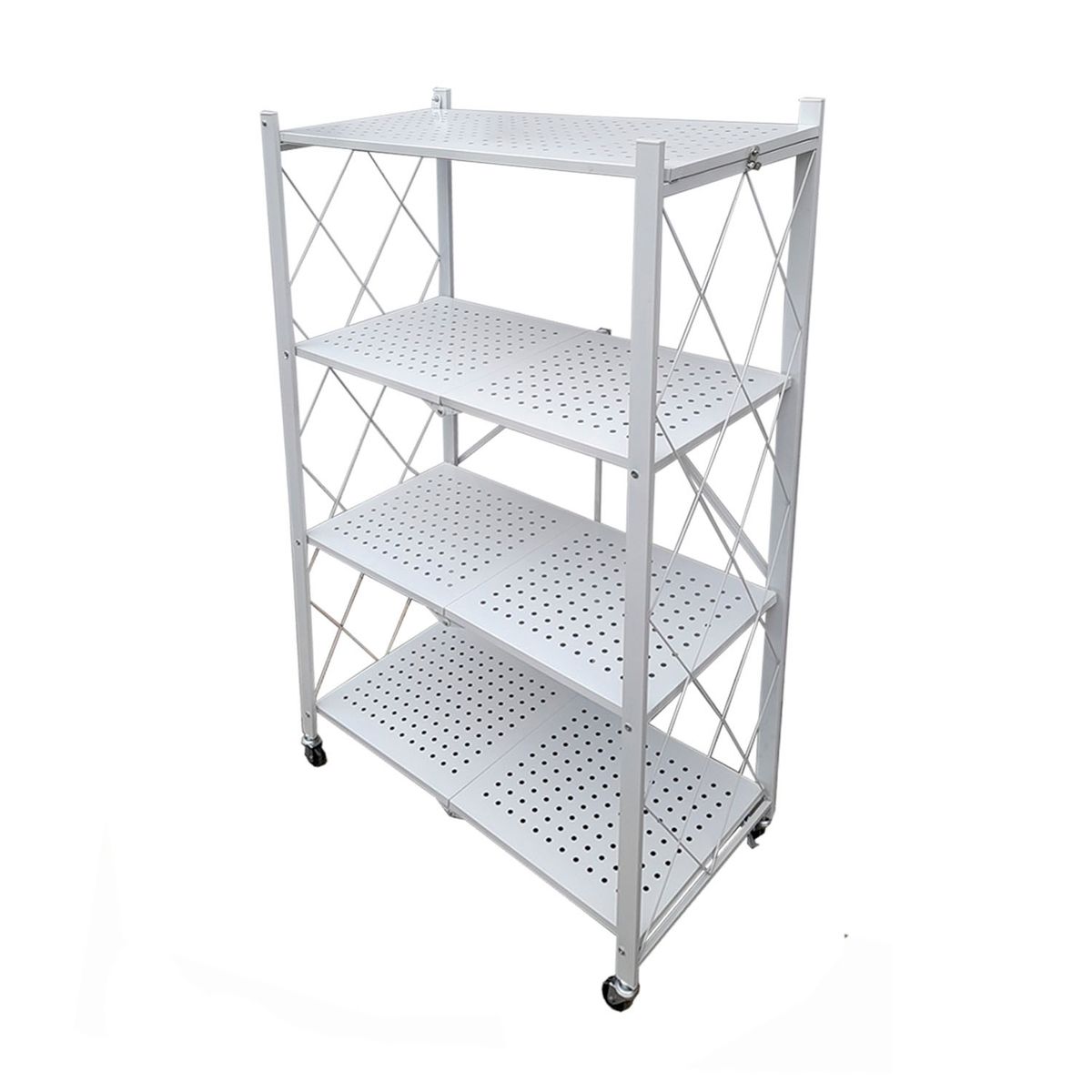 MOBITAT - Estante Plegable con Ruedas 4 niveles Blanco Mobitat