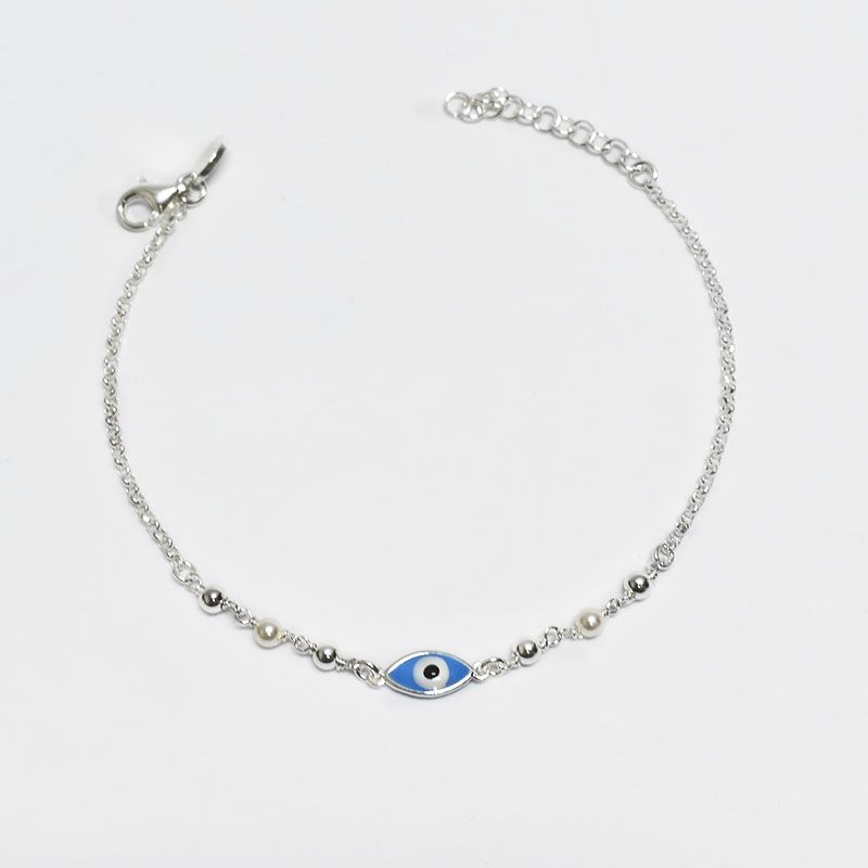 ROSETT - Pulsera rolo con esferas, perla y ojo turco Plata 925