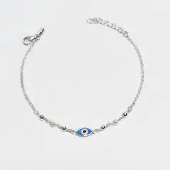 ROSETT - Pulsera rolo con esferas, perla y ojo turco Plata 925