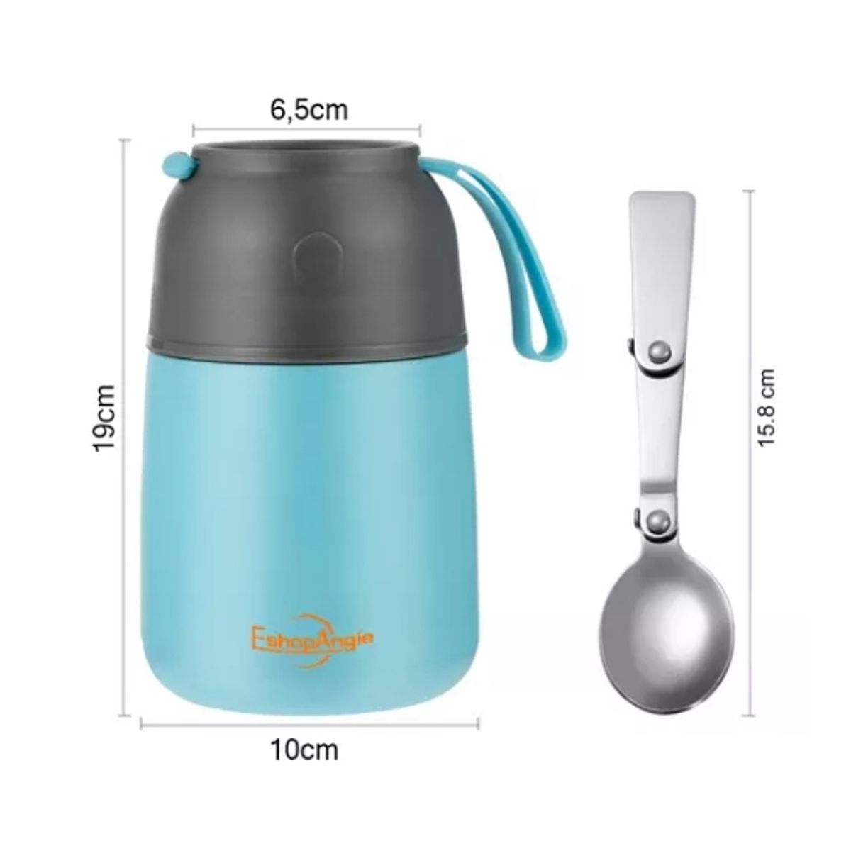 OFERTABKN - Termo De Comida Acero Inoxidable De 650ml  Cuchara Celeste