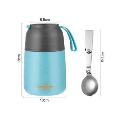 Imagen 2 del producto Termo De Comida Acero Inoxidable De 650ml Cuchara Celeste
