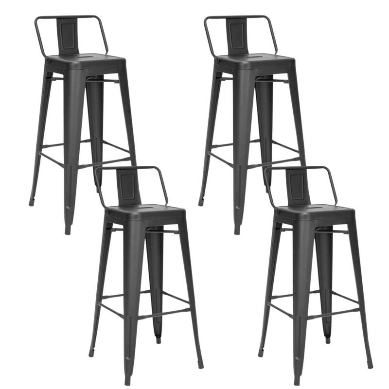 KLIK - Pack de 4 Taburetes Sillas para Bar Tolix de acero Negro KLIK
