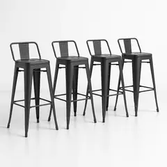 KLIK - Pack de 4 Taburetes Sillas para Bar Tolix de acero Negro