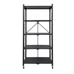 MOBITAT - Estante Plegable con Ruedas 5 niveles Negro