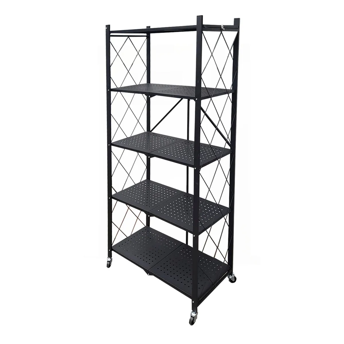 MOBITAT - Estante Plegable con Ruedas 5 niveles Negro Mobitat