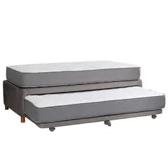 LATAM HOME - Cama Nido Zen Best Gris 1 1/2 Plazas Con Base Tapizada
