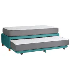 LATAM HOME - Cama Nido Zen Best Turquesa Con Ruedas 1.5 Plazas