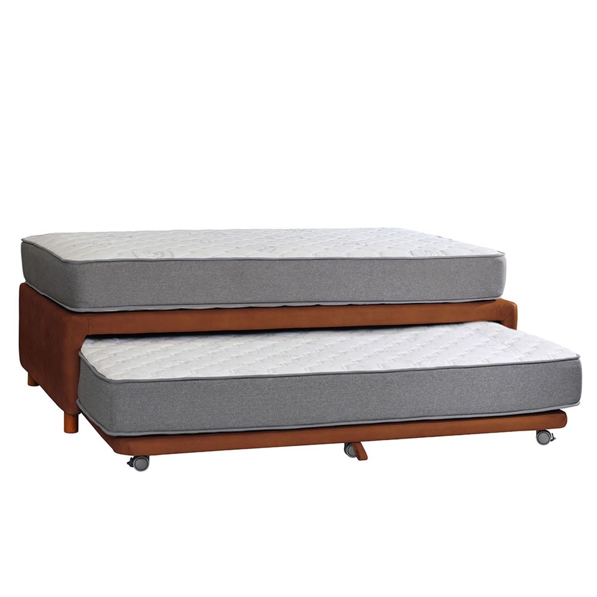 LATAM HOME - CAMA NIDO ZEN BEST CUERO CAFÉ CLARO 1 1/2 PZA