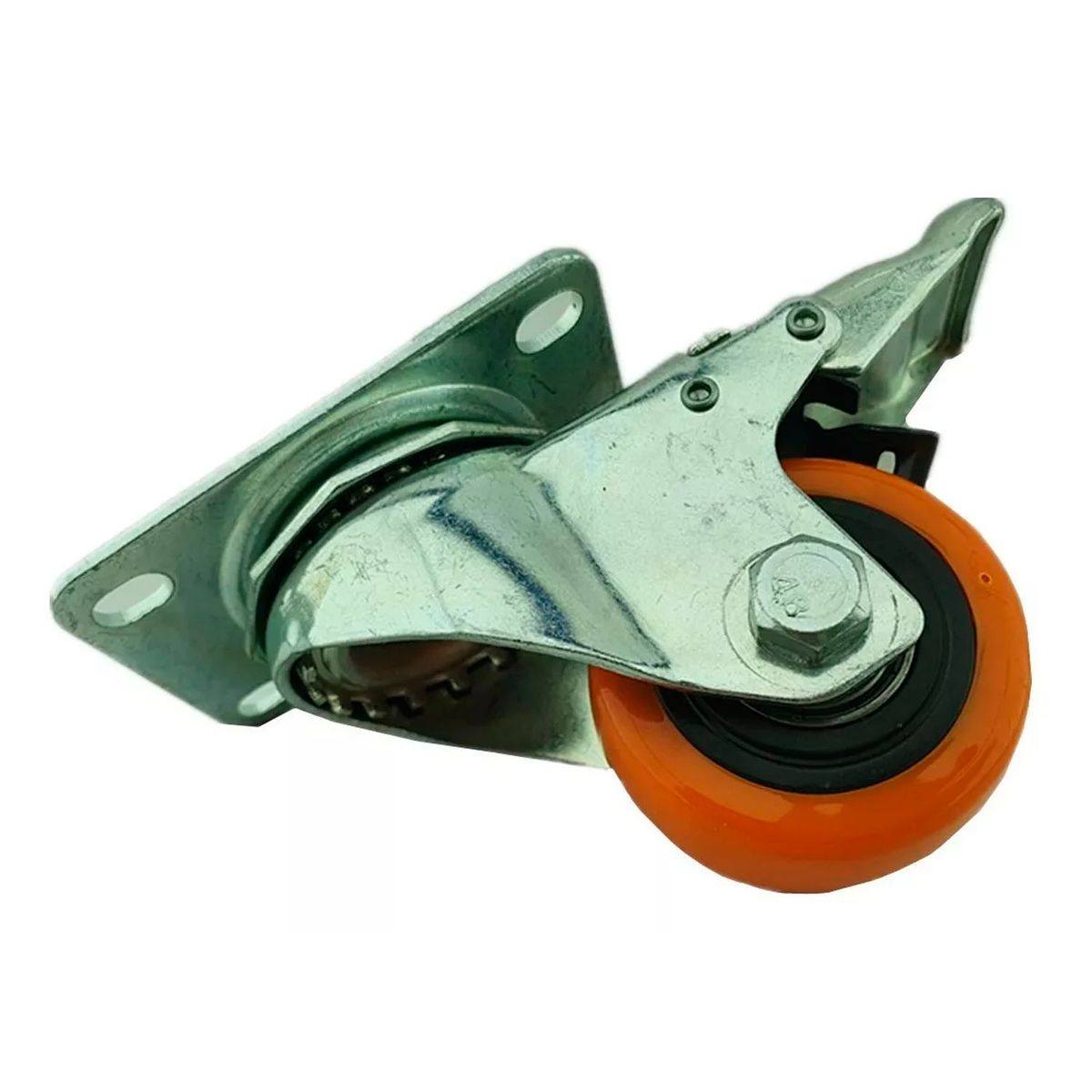 GENERICO - Rueda Naranja Con Freno Giratoria 2.5 Pulgadas