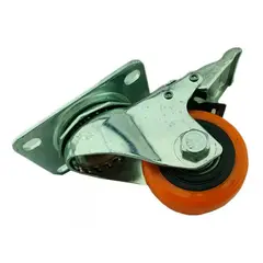 GENERICO - Rueda Naranja Con Freno Giratoria 2.5 Pulgadas