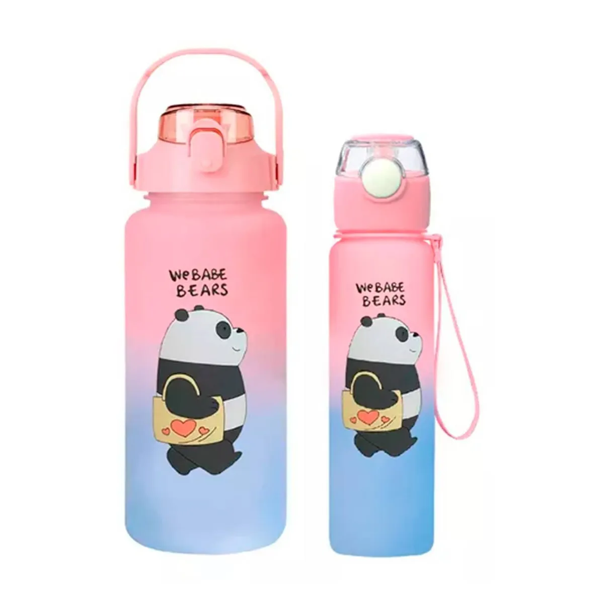 GENERICO - Pack 2 Botellas Agua Motivacional De 2 L Y 900ml Rosa Celeste