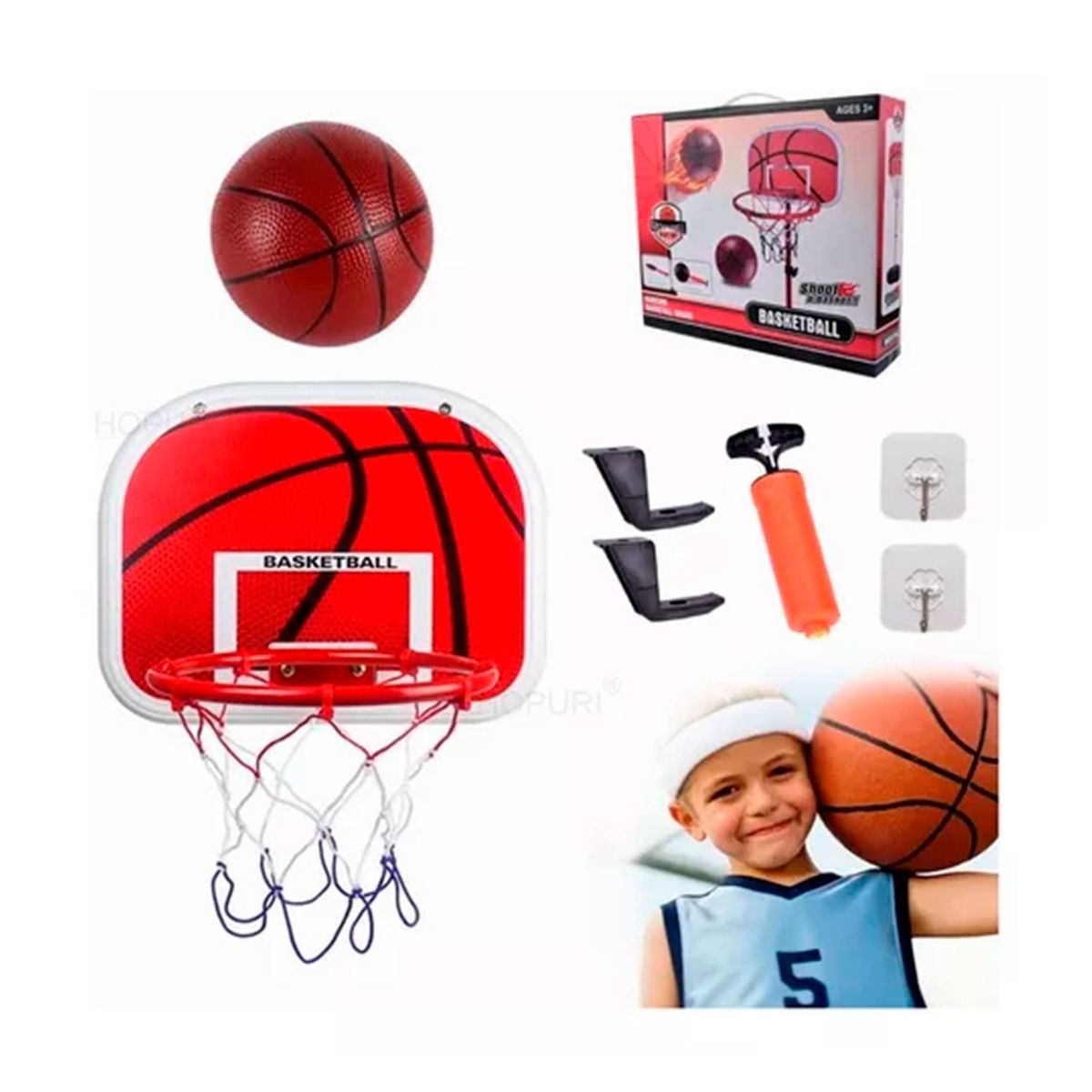 GENERICO - Aro Basketball Tablero Para Niño + Inflador Balón