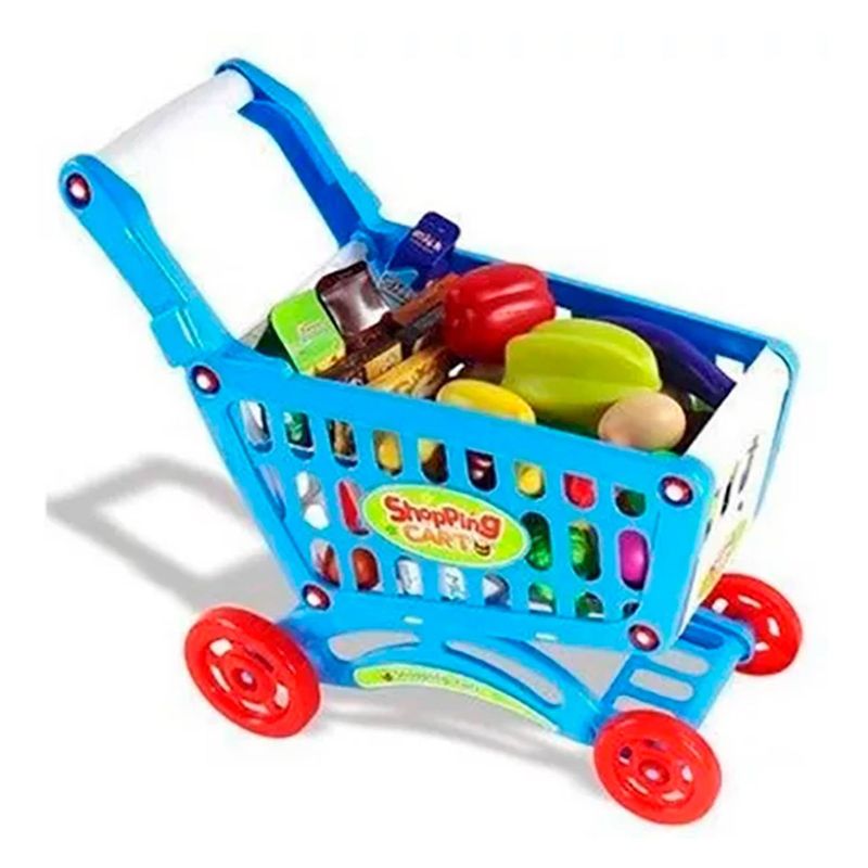 GENERICO - Carrito Supermercado Para Niños 56 Piezas Azul