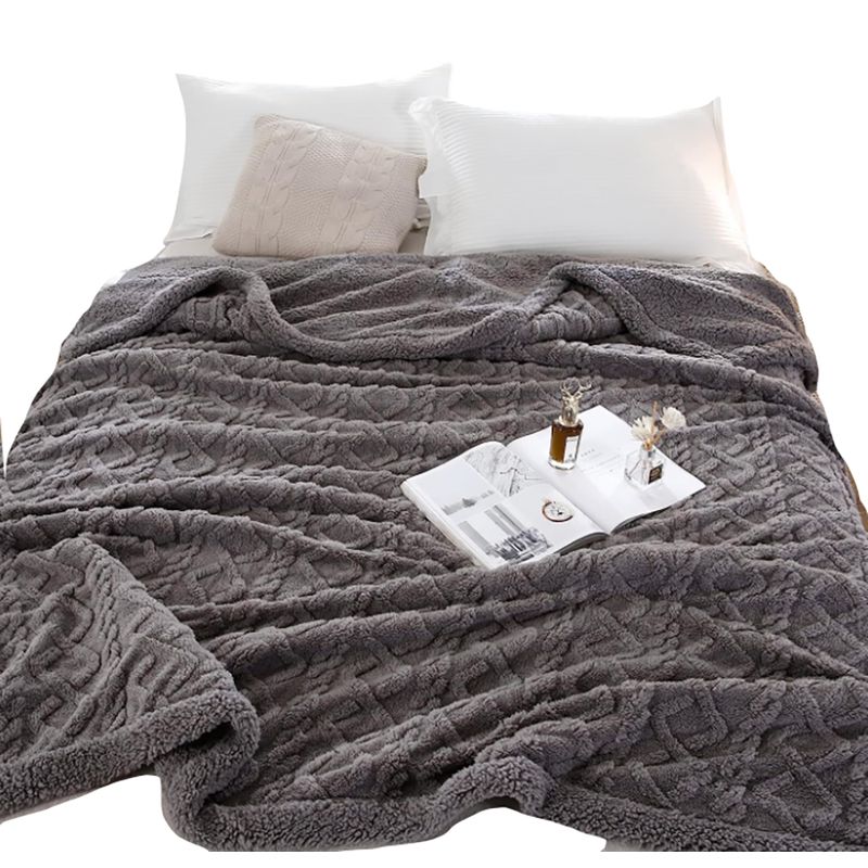 GENERICO - Frazada Jacquard / 2 plazas / con forro polar de sherpa