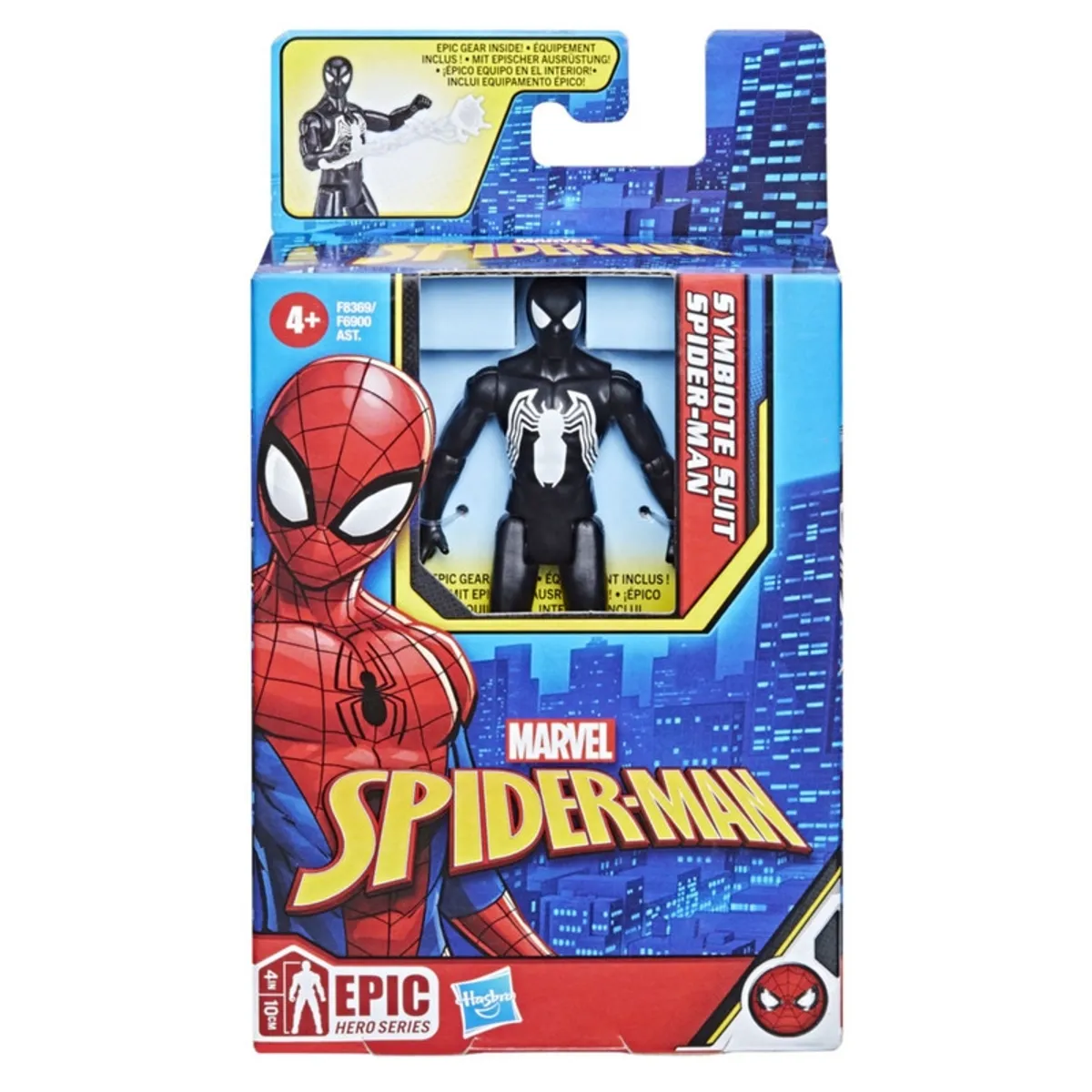 MARVEL - Figura de Acción Spider-Man Epic Hero Series Spider-Man con Traje Simbionte